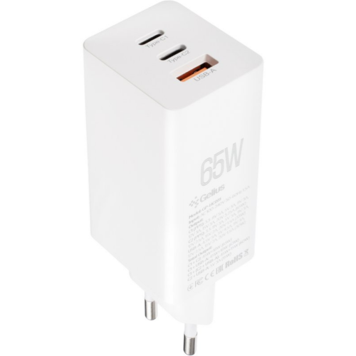 Сетевое зарядное устройство Gelius Nimble GaN 65W GP-HC051 + кабель Type-C/Type-C White